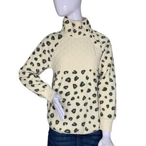 Cozie by Pink Rose  Sweater Top Animal Print Fleece Side Pockets Size S